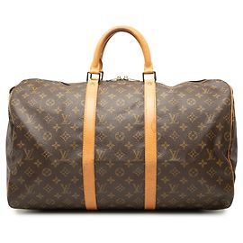 Borsa da viaggio Louis Vuitton Monogram Keepall 50 Marrone Marrone