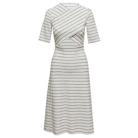 Autre Marque Rosetta Getty Gestreiftes Kleid White & Black Größe US S Weiß