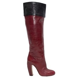 Botas de tacón alto Miu Miu Burdeos y Negro Talla 36 Roja