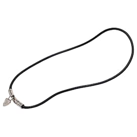 Collier Choker Hermès Vive L Idee avec Cadenas Cœur Plaqué Palladium Noir Noir