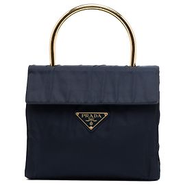 Prada Tessuto Metal Handtasche mit oberem Griff Schwarz Schwarz