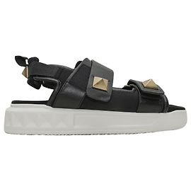 Valentino Garavani Black & White Valentino Rockstud Velcro Sandals Size 37.5 Black