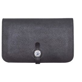 Hermès Black Hermes Dogon Compact Wallet Black