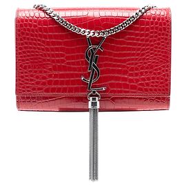Borsa a tracolla Kate Tassel Small in pelle goffrata rossa Saint Laurent Rosso