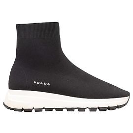 Black Prada High-Top Sock Sneakers Size 37 Black