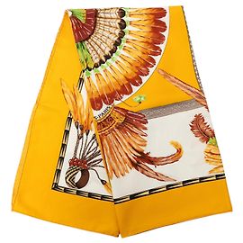 Lenço de seda Hermès Brazil amarelo 90 Amarelo