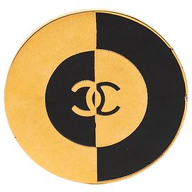 Chanel CC runde Brosche, vergoldet und emailliert Golden