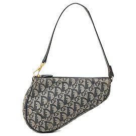 Sac à épaule Pochette Saddle Mini Diorissimo en toile bleue Dior Bleu