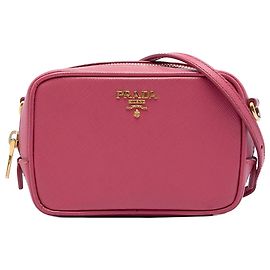 Mini sac caméra Prada Saffiano Lux rose Rose