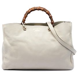 Bolsa Shopper Satchel Gucci Large em couro de bezerro marrom com bambu Marrom