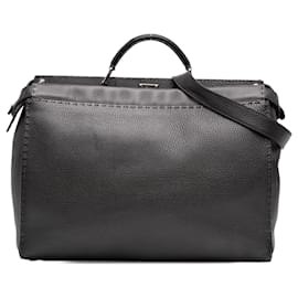 Fendi Selleria Peekaboo Iconic Fit Large Lederhandtasche in Grau Grau