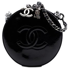 Bolso Satchel Chanel CC Round as Earth de charol negro Negro