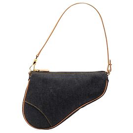 Borsa a tracolla Dior Mini Denim Saddle Pochette Blu Blu