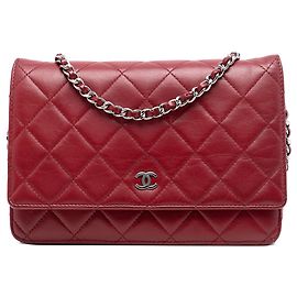 Rote Chanel CC gesteppte Lammleder Wallet on Chain Crossbody Bag Rot