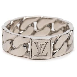 Silver Louis Vuitton Brass Mosaic Chain Ring Silvery