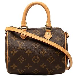 Sac à main Louis Vuitton Monogram Nano Speedy Bandouliere Marron Marron