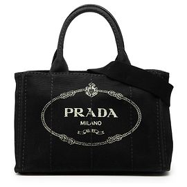 Borsa Satchel Prada Small Canvas Canapa Logo Nera Nero