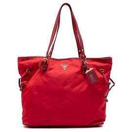 Tote Prada em Tessuto com acabamento em Saffiano Vermelho Vermelho
