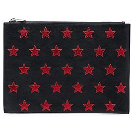 Borsa Clutch Star Rider in pelle nera Saint Laurent per tablet Nero