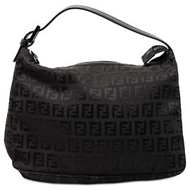 Black Fendi Zucchino Canvas Handbag Black
