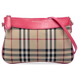 Borsa a tracolla Burberry Haymarket Check Peyton in nylon beige Beige