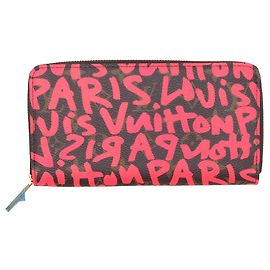 Autre Marque Brown & Red Louis Vuitton x Stephen Sprouse Graffiti Zip Wallet Brown