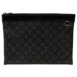 Black Louis Vuitton Monogram Eclipse Discovery Pochette GM Clutch Bag Black