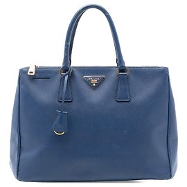 Borsa Tote Prada Large Saffiano Lux Galleria Double Zip Blu Blu