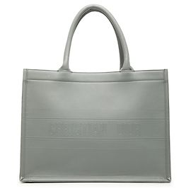 Book Tote Dior in pelle goffrata grigia, dimensione Medium Grigio