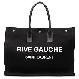 Borsa Tote Saint Laurent Rive Gauche in tela nera Nero