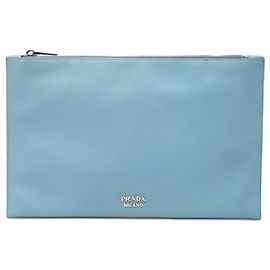 Prada Saffiano Clutch Blau Blau