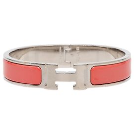 Orange Hermès Narrow Enamel Clic H Bracelet PM Orange