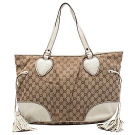 White Gucci Large GG Canvas Tribeca Tote White