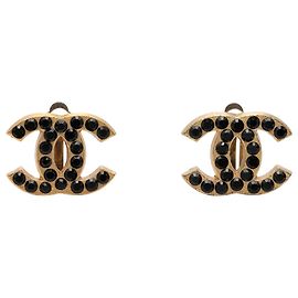 Orecchini a clip Chanel CC placcati oro con strass D'oro