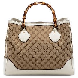 mala Gucci Diana Medium em tela GG bege com alça de bambu Bege