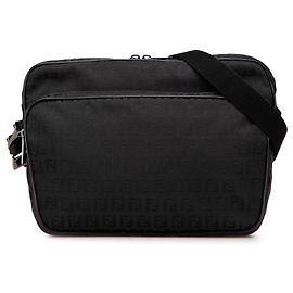Borsa a tracolla Fendi Zucchino Canvas nera Nero