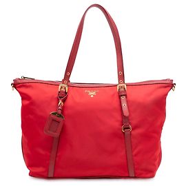 Bolso Satchel Prada de Tessuto con ribetes de Saffiano rojo Roja