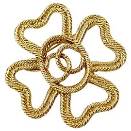 Spilla Chanel CC placcata oro con trifoglio e corda D'oro