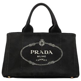 Prada Canvas Canapa Logo Satchel schwarz Schwarz