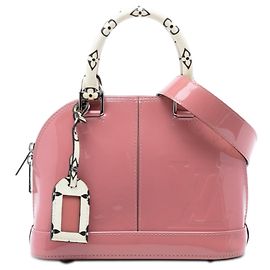 Bolsa Satchel Louis Vuitton Vernis Miroir Alma BB Rosa Rosa