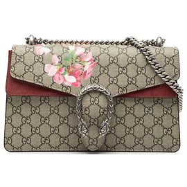 Bolsa de Ombro Gucci Medium GG Supreme Blooms Dionysus Bege Bege