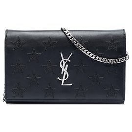 Borsa a tracolla Kate Wallet On Chain in pelle di vitello con monogramma stella nera Saint Laurent Nero