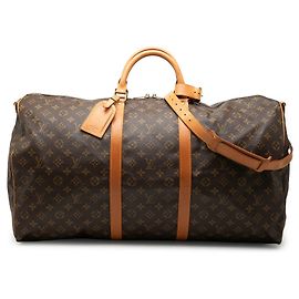 Bolso de viaje Louis Vuitton Monogram Keepall Bandouliere 60 Marrón Castaño
