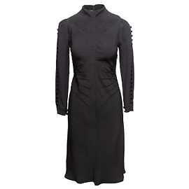 Prada Langarmkleid mit Stehkragen, Schwarz, Größe US S Schwarz