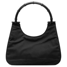 Black Gucci Nylon Bamboo Handbag Black