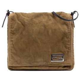 Borsa a tracolla Fendi in velluto a coste marrone Marrone