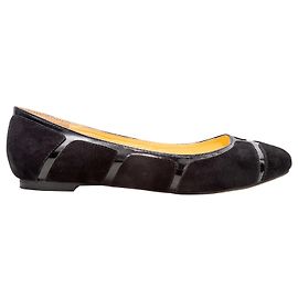 Black Christian Dior Suede & Patent Leather Ballet Flats Size 41 Black