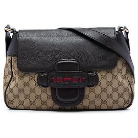 Borsa a tracolla Gucci GG Canvas Web Dressage Beige Beige