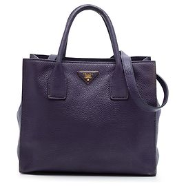 Sac cabas convertible ouvert Prada Vitello Daino Violet Violet