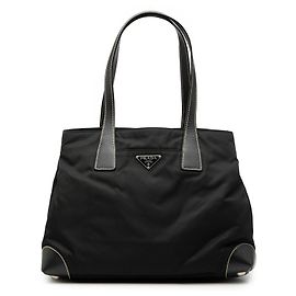 Bolso Shopper Prada de Tessuto con ribetes de Saffiano Negro Negro